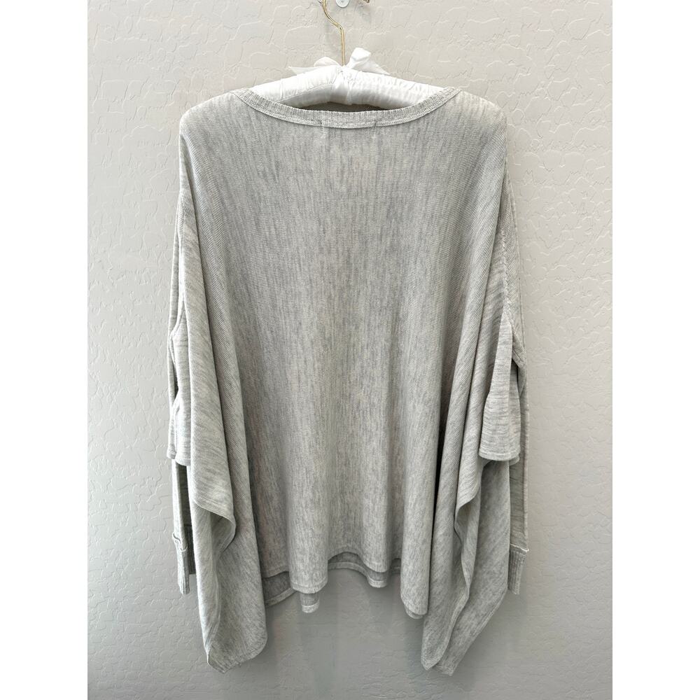 KNOX ROSE | Light Gray Oversized Long Sleeve Top Boho Drop Shoulder Tunic | S/M - Picture 6 of 8